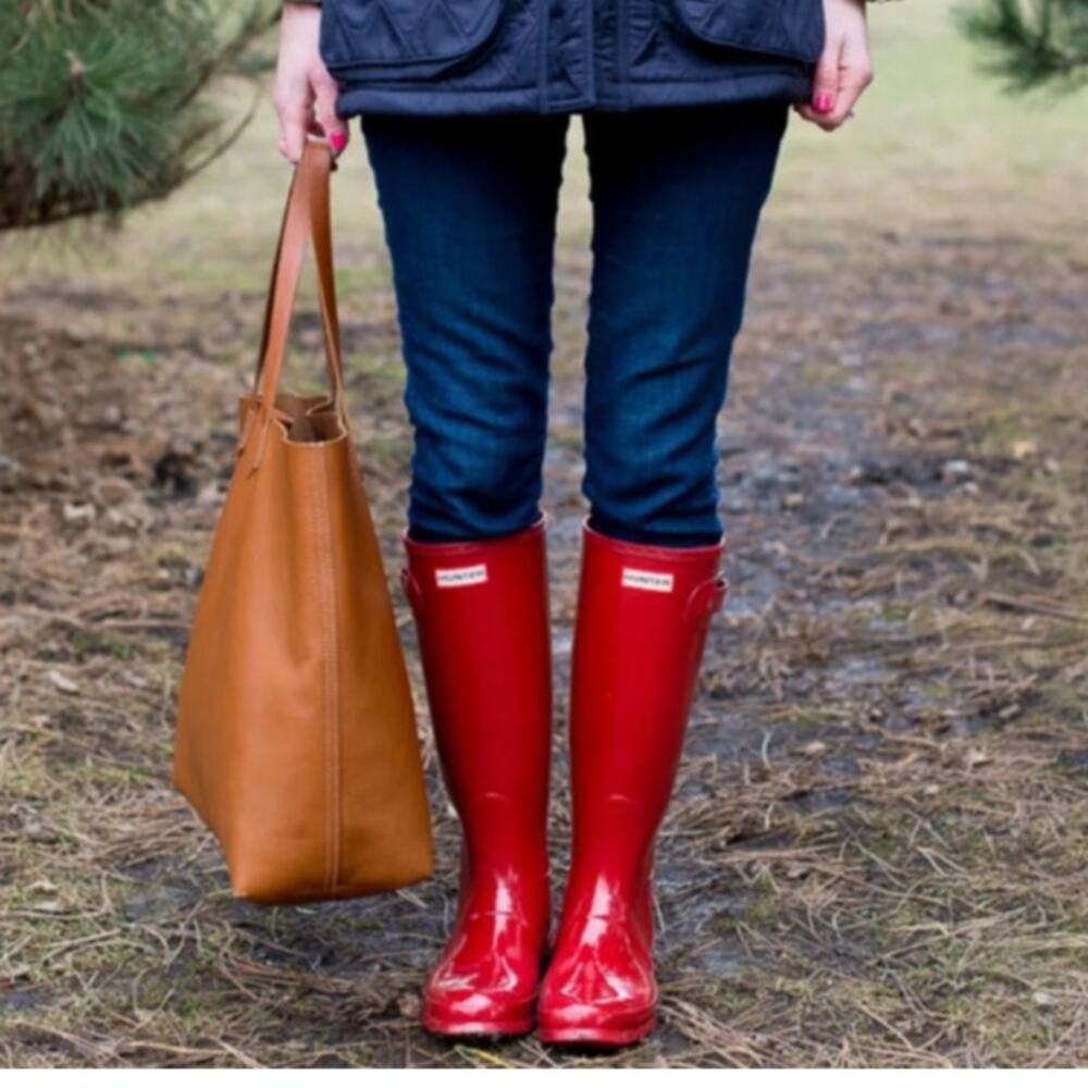 Hunter Dark Red Glossy Tall Rubber Rainboots